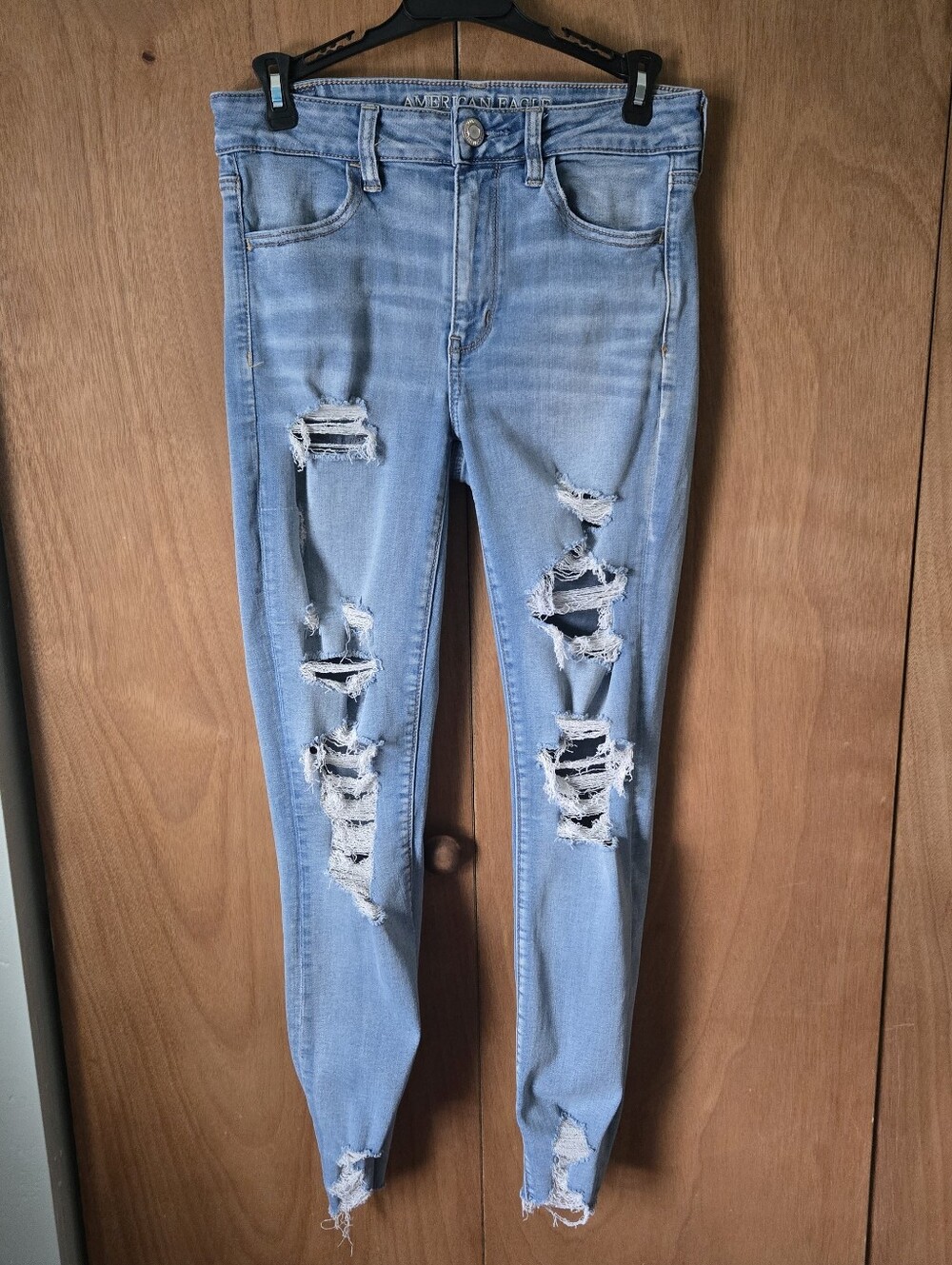 American Eagle Outfitters Light Blue Ripped Skinny Jeans